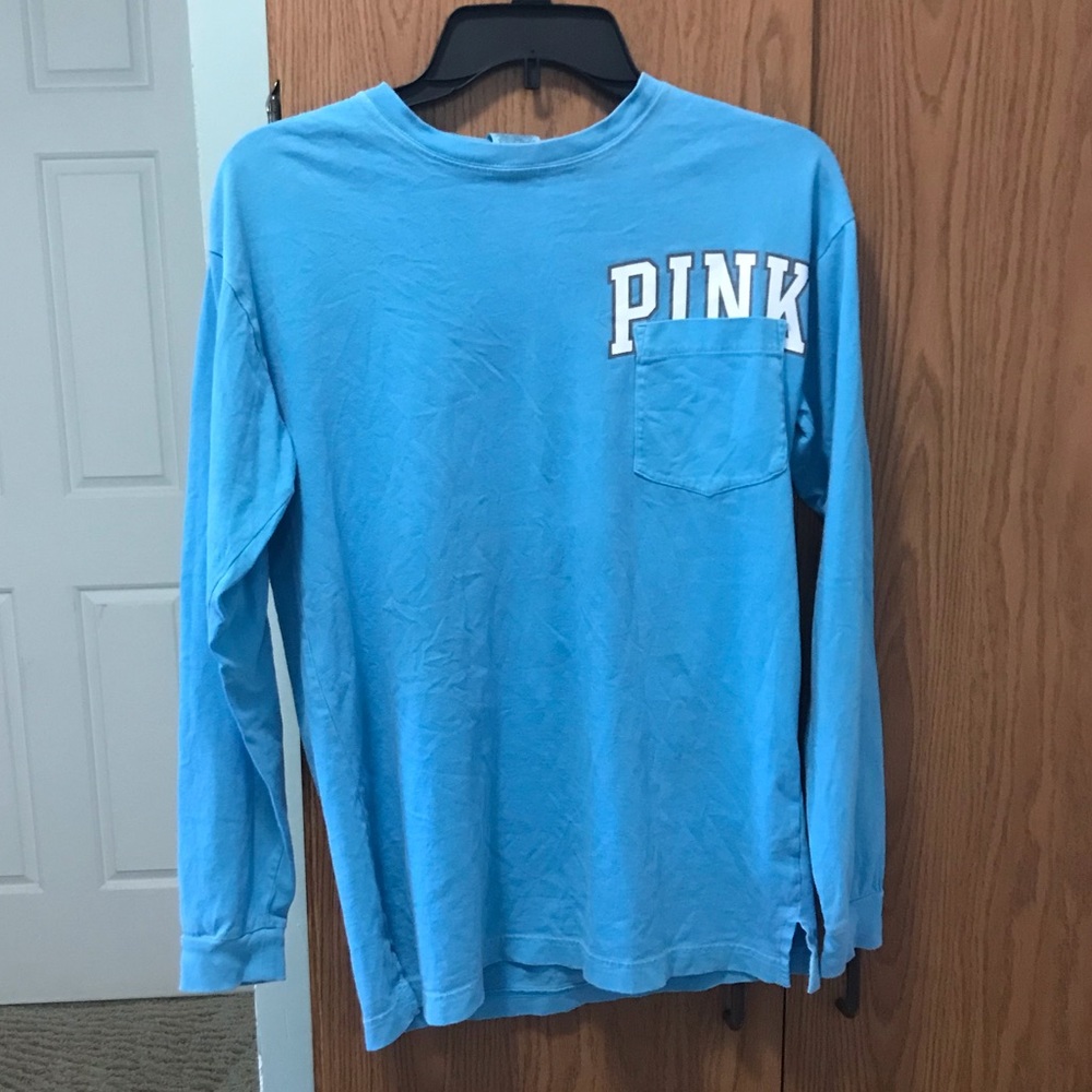 PINK WOMENS EXTRA SMALL BLUE LONG SLEEVE SHIRT